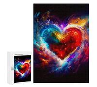 Adults Puzzles 300 PCS Jigsaws Colorful Heart Painting -1 Puzzle for Adults Brain Teaser Game Analysis And Logic Parent-child Interaction 300 PCS