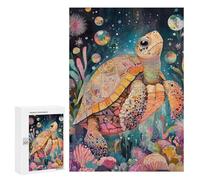 Adults Puzzles 300 PCS Jigsaws Colorful Sea Turtle in Ocean Art Puzzle for Adults Brain Teaser Game Analysis And Logic Parent-child Interaction 300 PCS