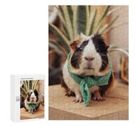 Adults Puzzles 300 PCS Jigsaws Cute Guinea Pig in Scarf Jigsaw Puzzle Brain Teaser Game A Work of Art Birthday And Unique Gifts 300 PCS