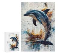 Adults Puzzles 300 PCS Jigsaws Dolphin Watercolor Art Puzzle for Adults Brain Teaser Game Analysis And Logic Parent-child Interaction 300 PCS
