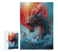 Adults Puzzles 300 PCS Jigsaws Dragon Rising from Water Jigsaw Puzzles for Teenagers Precision Cutting Parent-child Interaction Beautiful Design Game 300 PCS