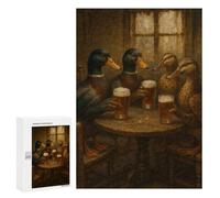 Adults Puzzles 300 PCS Jigsaws Ducks Drinking Beer at A Table Jigsaw for Adults Toy Wall Decor Perfect Decoration Parent-child Interaction 300 PCS