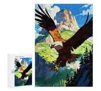 Adults Puzzles 300 PCS Jigsaws Eagle Soaring over Mountain Landscape Puzzle for Adults Toy Wall Decor Stress Reliever Difficult And Challenge 300 PCS