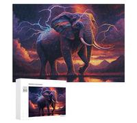 Adults Puzzles 300 PCS Jigsaws Electric Elephant Majesty Jigsaw Puzzle Brain Teaser Game A Work of Art Birthday And Unique Gifts 300 PCS