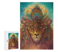 Adults Puzzles 300 PCS Jigsaws Enchanted Lion Mandala Art Print Jigsaw for Adults Toy Wall Decor Perfect Decoration Parent-child Interaction 300 PCS