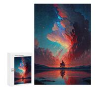 Adults Puzzles 300 PCS Jigsaws Epic Red And Blue Sky Puzzle for Adults Brain Teaser Game Analysis And Logic Parent-child Interaction 300 PCS