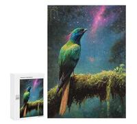 Adults Puzzles 300 PCS Jigsaws Exotic Bird Under Starry Sky Puzzle for Adults Brain Teaser Game Analysis And Logic Parent-child Interaction 300 PCS