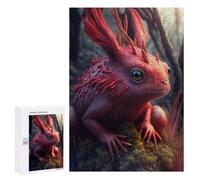 Adults Puzzles 300 PCS Jigsaws Fantasy Red Lizard in Forest Jigsaw for Adults Toy Wall Decor Perfect Decoration Parent-child Interaction 300 PCS