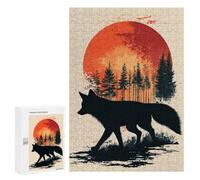 Adults Puzzles 300 PCS Jigsaws Fox Silhouette Sunset Jigsaw for Adults Anti-Stress Toys But Fun And Humorous Parent-child Interaction 300 PCS