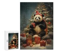 Adults Puzzles 300 PCS Jigsaws Funny Panda Xmas Puzzle for Adults Brain Teaser Game Analysis And Logic Parent-child Interaction 300 PCS