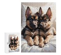 Adults Puzzles 300 PCS Jigsaws German Shepherd Pup Puzzle for Adults Brain Teaser Game Analysis And Logic Parent-child Interaction 300 PCS