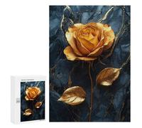 Adults Puzzles 300 PCS Jigsaws Golden Rose on Marble Puzzle for Adults Brain Teaser Game Analysis And Logic Parent-child Interaction 300 PCS