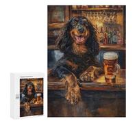 Adults Puzzles 300 PCS Jigsaws Gordon Setter Pint of Beer Teenagers Puzzles Hands-on Game Hand Speed Race Parent-child Interaction 300 PCS