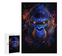 Adults Puzzles 300 PCS Jigsaws Gorilla Portrait with Neon Colors Puzzle for Adults Toy Wall Decor Stress Reliever Difficult And Challenge 300 PCS