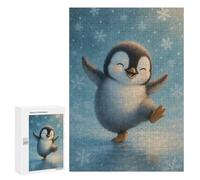 Adults Puzzles 300 PCS Jigsaws Happy Penguin on Ice Puzzle for Adults Toy Wall Decor Stress Reliever Difficult And Challenge 300 PCS