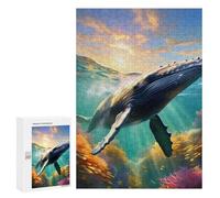 Adults Puzzles 300 PCS Jigsaws Humpback Whale Swimming Puzzle for Adults Toy Wall Decor Stress Reliever Difficult And Challenge 300 PCS