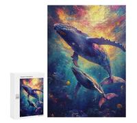 Adults Puzzles 300 PCS Jigsaws Humpback Whales Underwater Puzzle for Adults Toy Wall Decor Stress Reliever Difficult And Challenge 300 PCS
