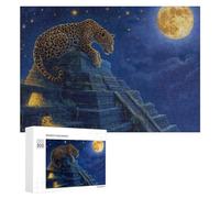 Adults Puzzles 300 PCS Jigsaws Jaguar Moonlit Pyramid Night Jigsaw Puzzle Brain Teaser Game A Work of Art Birthday And Unique Gifts 300 PCS