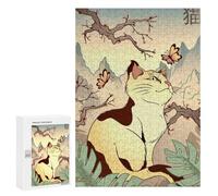Adults Puzzles 300 PCS Jigsaws Japanese Bonsai Style Cat Jigsaw Puzzle Brain Teaser Game A Work of Art Birthday And Unique Gifts 300 PCS