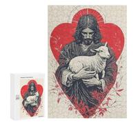 Adults Puzzles 300 PCS Jigsaws Jesus Christ Holding Lamb Puzzle for Adults Brain Teaser Game Analysis And Logic Parent-child Interaction 300 PCS