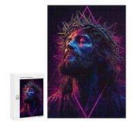 Adults Puzzles 300 PCS Jigsaws Jesus Christ Neon Art Puzzle for Adults Brain Teaser Game Analysis And Logic Parent-child Interaction 300 PCS
