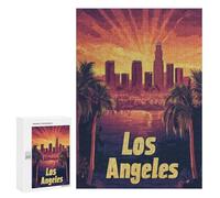 Adults Puzzles 300 PCS Jigsaws Los Angeles Skyline Sunset Puzzle for Adults Toy Wall Decor Stress Reliever Difficult And Challenge 300 PCS
