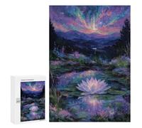 Adults Puzzles 300 PCS Jigsaws Lotus Flower in A Magical Landscape Puzzle for Adults Toy Wall Decor Stress Reliever Difficult And Challenge 300 PCS