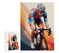 Adults Puzzles 300 PCS Jigsaws Low Poly Cyclist Puzzle for Adults Toy Wall Decor Stress Reliever Difficult And Challenge 300 PCS
