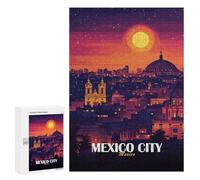 Adults Puzzles 300 PCS Jigsaws Mexico City Skyline at Sunset Puzzle for Adults Toy Wall Decor Stress Reliever Difficult And Challenge 300 PCS