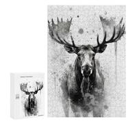 Adults Puzzles 300 PCS Jigsaws Moose Beauty Watercolor Puzzle for Adults Brain Teaser Game Analysis And Logic Parent-child Interaction 300 PCS