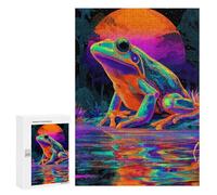 Adults Puzzles 300 PCS Jigsaws Neon Frog Reflections-1 Jigsaw Puzzles for Teenagers Precision Cutting Parent-child Interaction Beautiful Design Game 300 PCS