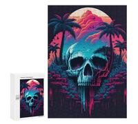 Adults Puzzles 300 PCS Jigsaws Neon Skull Island Jigsaw for Adults Toy Wall Decor Perfect Decoration Parent-child Interaction 300 PCS