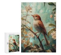 Adults Puzzles 300 PCS Jigsaws Nightingale Bird on Branch with Flowers Jigsaw Puzzle Brain Teaser Game A Work of Art Birthday And Unique Gifts 300 PCS