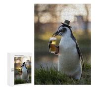 Adults Puzzles 300 PCS Jigsaws Penguin Sipping A Beer Puzzle for Adults Brain Teaser Game Analysis And Logic Parent-child Interaction 300 PCS