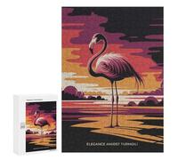 Adults Puzzles 300 PCS Jigsaws Pink Flamingo Sunset Puzzle for Adults Toy Wall Decor Stress Reliever Difficult And Challenge 300 PCS