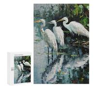 Adults Puzzles 300 PCS Jigsaws Pond Heron Serenity Jigsaw for Adults Toy Wall Decor Perfect Decoration Parent-child Interaction 300 PCS