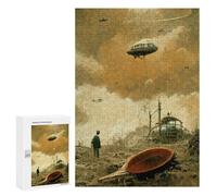 Adults Puzzles 300 PCS Jigsaws Post-Apocalyptic Skyship Jigsaw for Adults Toy Wall Decor Perfect Decoration Parent-child Interaction 300 PCS