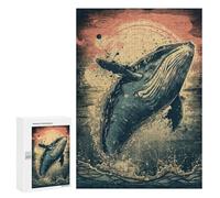 Adults Puzzles 300 PCS Jigsaws Retro Whale Puzzle for Adults Toy Wall Decor Stress Reliever Difficult And Challenge 300 PCS