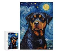 Adults Puzzles 300 PCS Jigsaws Rottweiler Starry Night Puzzle for Adults Brain Teaser Game Analysis And Logic Parent-child Interaction 300 PCS