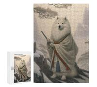 Adults Puzzles 300 PCS Jigsaws Samoyed The Samurai Jigsaw Puzzle Fun Games But Fun And Humorous Unique Gifts for Birthday And Christmas 300 PCS