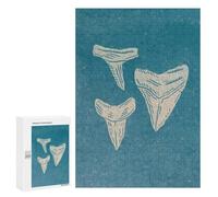 Adults Puzzles 300 PCS Jigsaws Shark Teeth Illustration on Blue Background Puzzle for Adults Toy Wall Decor Stress Reliever Difficult And Challenge 300 PCS