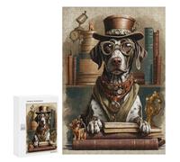 Adults Puzzles 300 PCS Jigsaws Smart German Pointer Dog Puzzle for Adults Brain Teaser Game Analysis And Logic Parent-child Interaction 300 PCS