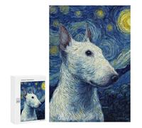 Adults Puzzles 300 PCS Jigsaws Starry Night Bull Terrier -2 Jigsaw Puzzles for Teenagers Precision Cutting Parent-child Interaction Beautiful Design Game 300 PCS
