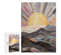 Adults Puzzles 300 PCS Jigsaws Sunrise Over Mountains Jigsaw for Adults Toy Wall Decor Perfect Decoration Parent-child Interaction 300 PCS