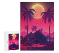 Adults Puzzles 300 PCS Jigsaws Synthwave Sunset Melodies Puzzle for Adults Brain Teaser Game Analysis And Logic Parent-child Interaction 300 PCS