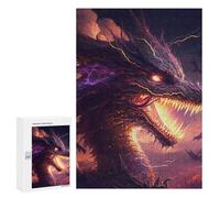 Adults Puzzles 300 PCS Jigsaws Thunder Dragon in Stormy Sky Teenagers Puzzles Hands-on Game Hand Speed Race Parent-child Interaction 300 PCS