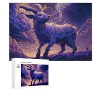 Adults Puzzles 300 PCS Jigsaws Thundering Goat Mystical Storms Jigsaw Puzzle Brain Teaser Game A Work of Art Birthday And Unique Gifts 300 PCS