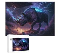 Adults Puzzles 300 PCS Jigsaws Thundering Rhino Storm Jigsaw Puzzle Brain Teaser Game A Work of Art Birthday And Unique Gifts 300 PCS