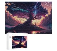Adults Puzzles 300 PCS Jigsaws Thunderstorm Tree Landscape -3 Teenagers Puzzles Hands-on Game Hand Speed Race Parent-child Interaction 300 PCS