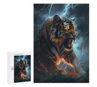 Adults Puzzles 300 PCS Jigsaws Tiger Scary Fantasy Light Puzzle for Adults Brain Teaser Game Analysis And Logic Parent-child Interaction 300 PCS